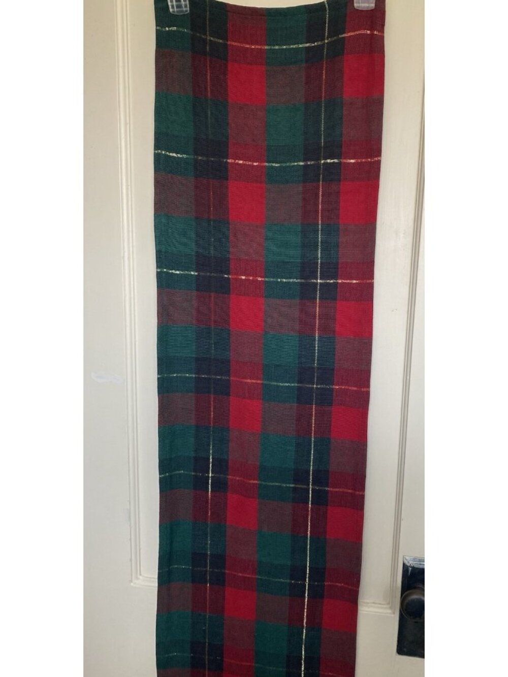Crate & Barrel Holiday Tartan Plaid Table Runner 14" X 70" Red Green Christmas
